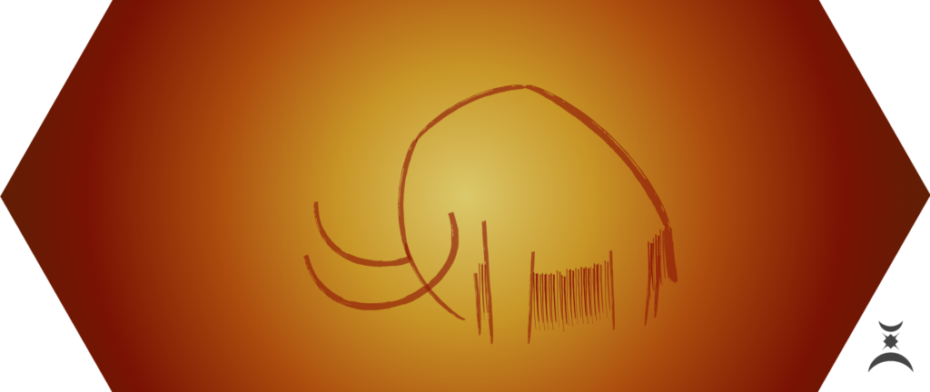 Version stylisée d'un dessin pariétal de mammouth
